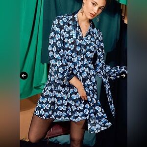 DIANE VON FURSTENBERG Romi mini floral tiered dress with long sleeves